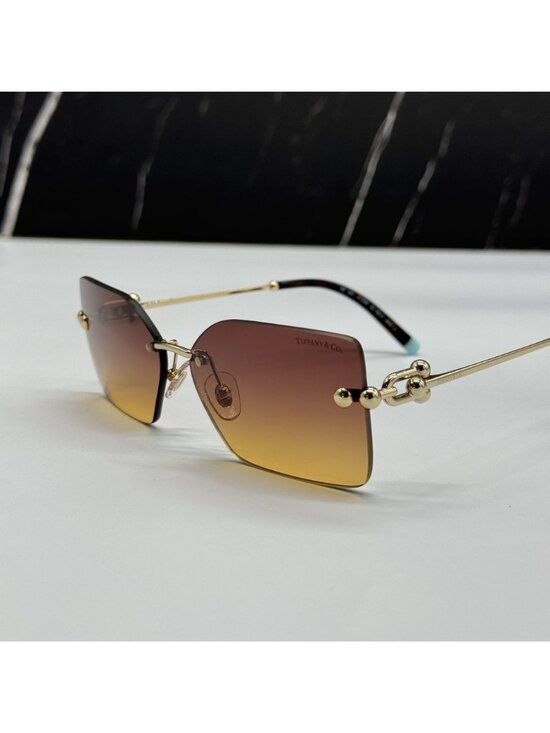 Tiffany & Co TF3088 618978 Brown Gold Rimless Women Sunglasses Authentic NEW main image 8